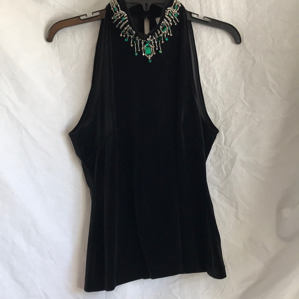Black velvet high neck with Rhinestones size 8